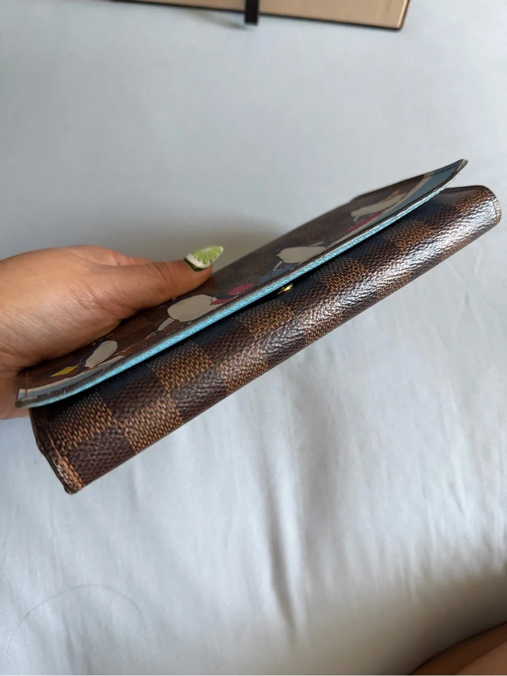 Louis Vuitton Turquoise Textured Leather Snap Wallet